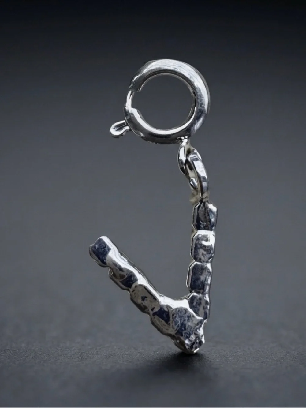Crystal Pavé Letter V Charm Pendant in Silver